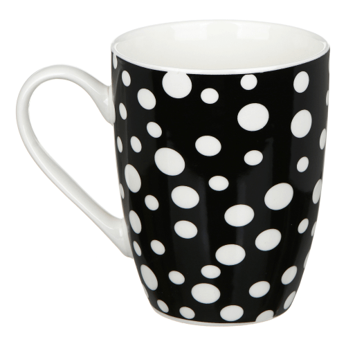 Black Mug White Polka-Dot