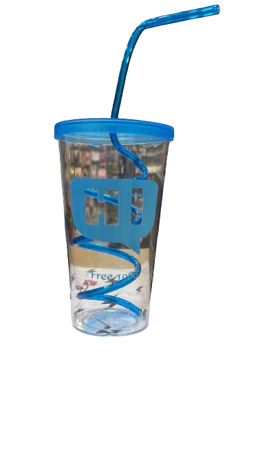 Drinking Bottle Cup with Swirl Straw