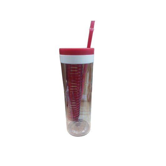 Water Bottle Red With Straw
